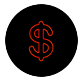 Red neon dollar sign